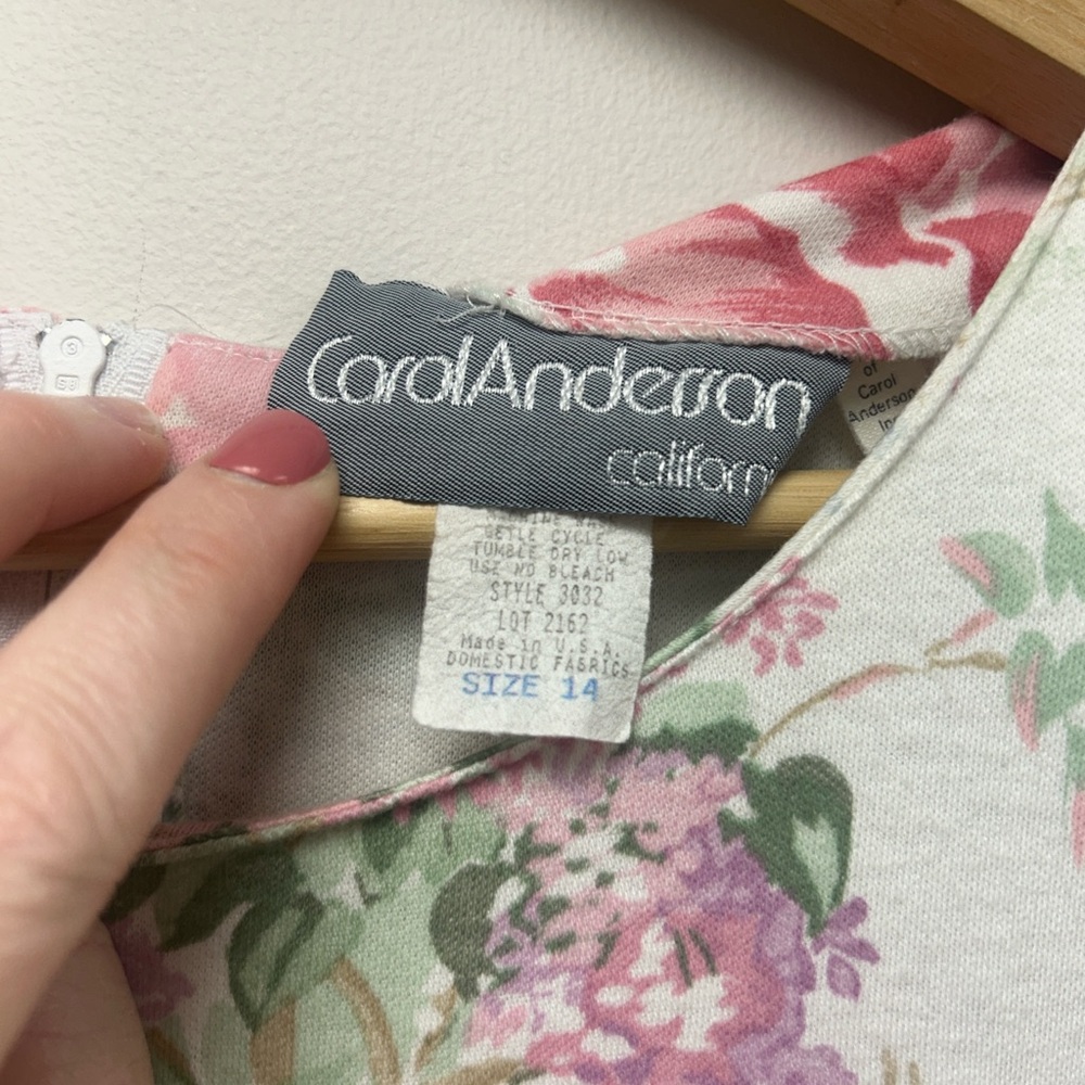 Vintage Carol Anderson Cottagecore Floral Midi Dress Size 14 — with Pockets! - Picture 2 of 11